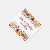 Herbsthochzeit Serviette Wasserfarbe Personalisier (Ecke)