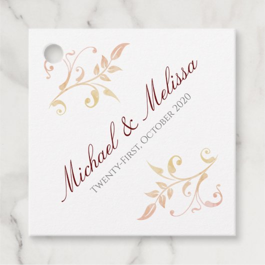 Herbsthochzeit Swirl Geschenkanhänger (Vorderseite)