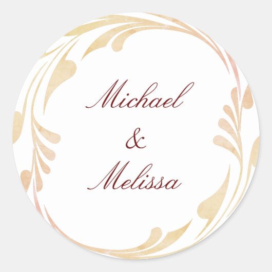 Herbsthochzeit Swirl Runder Aufkleber (Vorderseite)