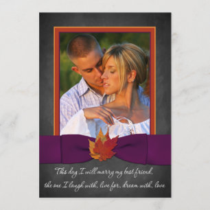 Herbsthochzeit Tafel, Herbstlaub Lila Einladung