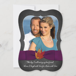 Herbsthochzeit Tafel, Herbstlaube, Lila 2 Einladung