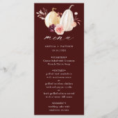 Herbsthochzeit von Burgundy Pumpkin Menükarte (Vorderseite)