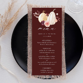 Herbsthochzeit von Burgundy Pumpkin Menükarte