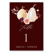 Herbsthochzeit von Burgundy Pumpkin Tischnummer (Vorderseite)