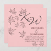 Herbsthochzeiten Einladung Blätter Braunweich Rosa (Vorne/Hinten)