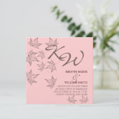 Herbsthochzeiten Einladung Blätter Braunweich Rosa (Stehend Vorderseite)