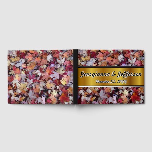 Herbsthochzeiten gefallen Blätter + Imitate Gold B Gästebuch (Voll)