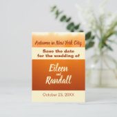 Herbsthochzeiten Herbstfarben Orange Save the Date Postkarte (Stehend Vorderseite)