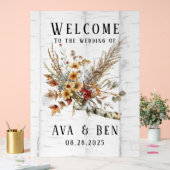 Herbsthochzeiten von Blume und Weißen Bäumen Acrylschild (Hochzeit)