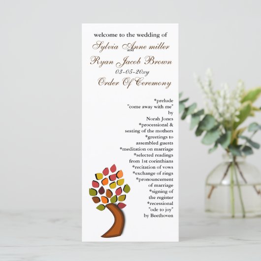 Herbsthochzeitsprogramm Programm (Stehend Vorderseite)