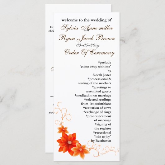 Herbsthochzeitsprogramm Programm (Vorne/Hinten)