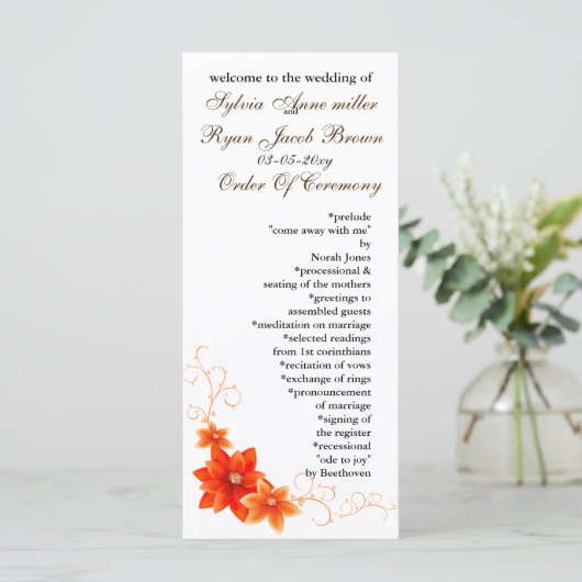 Herbsthochzeitsprogramm Programm (Stehend Vorderseite)