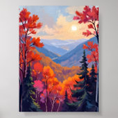 Herbsthügel | Herbstlaub Laub Wasserfarbe Poster (Vorne)