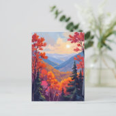 Herbsthügel | Herbstlaub Laub Wasserfarbe Postkarte (Stehend Vorderseite)