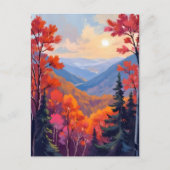 Herbsthügel | Herbstlaub Laub Wasserfarbe Postkarte (Vorderseite)