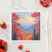 Herbsthügel | Herbstlaub Laub Wasserfarben Serviette (Beispiel)