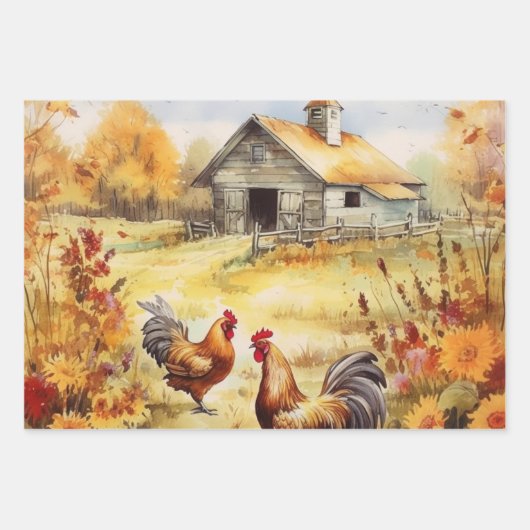 Herbsthühnerfeld Geschenkpapier Set (Vorderseite 3)