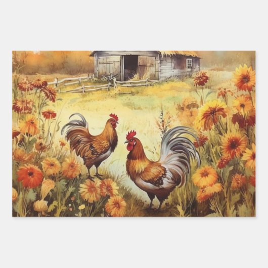 Herbsthühnerfeld Geschenkpapier Set (Vorderseite 2)