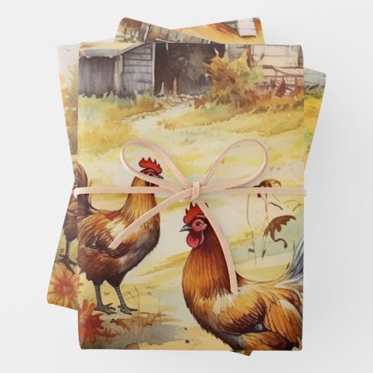 Herbsthühnerfeld Geschenkpapier Set (Beispiel)