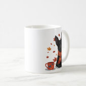 Herbsthund mit Schal Kaffeetasse (VorderseiteRechts)