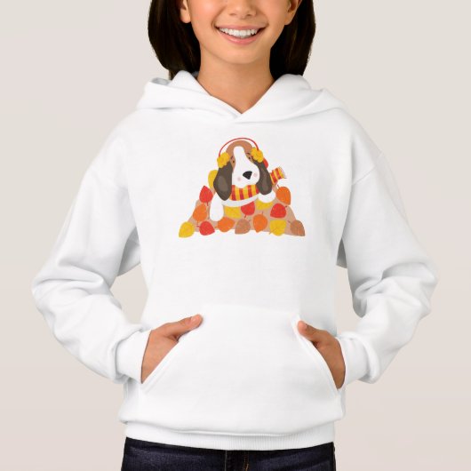Herbsthund, Niedlicher Hund, Basset-Hund, Herbstle Hoodie (Vorderseite)