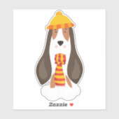 Herbsthund, Niedlicher Hund, Basset Hund, Scarf, H Aufkleber (Blatt)
