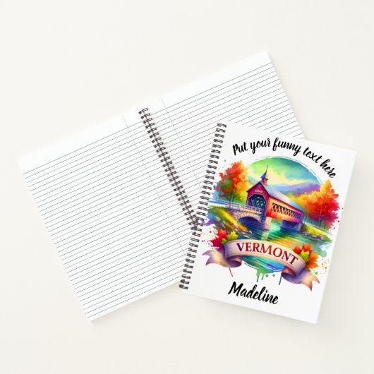 Herbsthütten auf der Brücke von Vermont Notizblock (Innenseite)