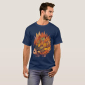 Herbstigel aus Blättern lustig T-Shirt (Vorne ganz)