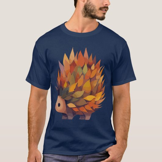 Herbstigel aus Blättern lustig T-Shirt (Vorderseite)