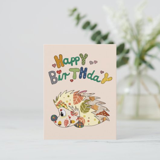 Herbstigel Geburtstag Postkarte (Stehend Vorderseite)
