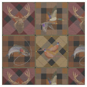 Herbstjagd Kariert mit Wildlife Game Stoff (Nahaufnahme)