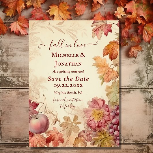 Herbstjahrfeier Herbst Foto der Liebe Save The Date