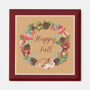 Herbstjungtier und Natur mit anpassbarem Text Magnet