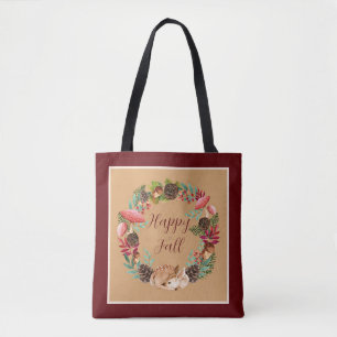 Herbstjungtier und Natur mit anpassbarem Text Tasche