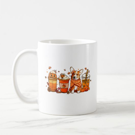 Herbstkaffee mit Corgi Pumpkin Gewürzspice Latte L Kaffeetasse (Links)