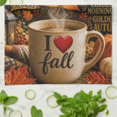 Herbstkaffee mit Wortwolke Geschirrtuch (Gefaltet)