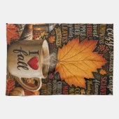 Herbstkaffee mit Wortwolke Geschirrtuch (Horizontal)