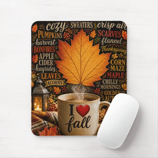 Herbstkaffee mit Wortwolke Mousepad (Mit Mouse)