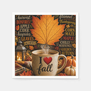Herbstkaffee mit Wortwolke Serviette