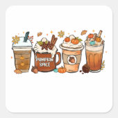 Herbstkaffee Pumpkin Gewürz Quadratischer Aufkleber (Vorderseite)