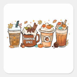 Herbstkaffee Pumpkin Gewürz Quadratischer Aufkleber