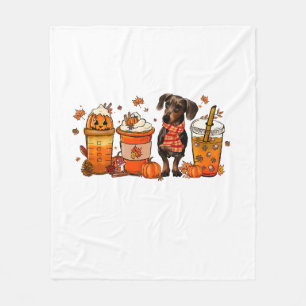 Herbstkaffee Tasse mit Dackel Fleecedecke