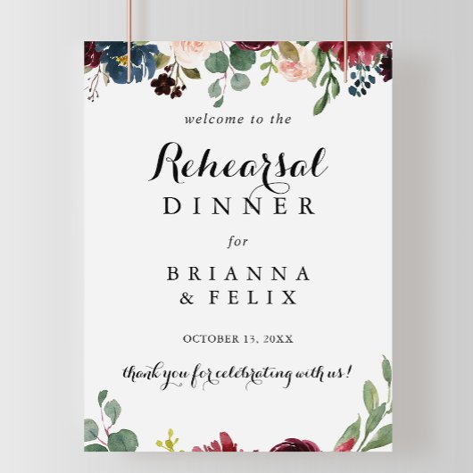 Herbstkalligraphie Probe Dinner Begrüßung Untersch Poster