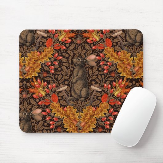 Herbstkaninchen auf braun mousepad (Mit Mouse)