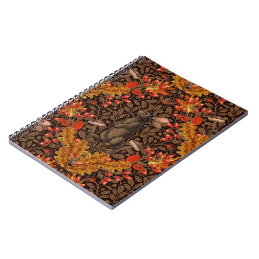 Herbstkaninchen auf braun notizblock (Linke Seite)