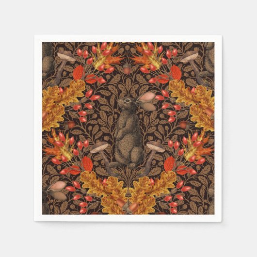 Herbstkaninchen auf braun serviette (Vorderseite)