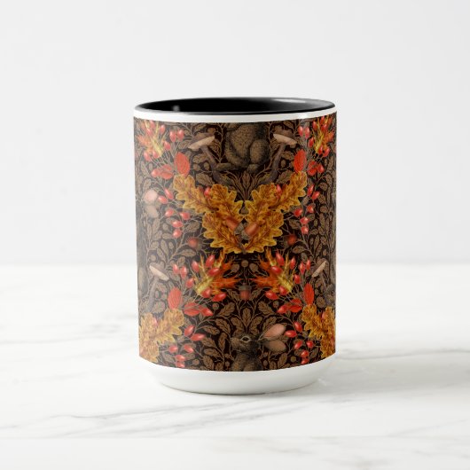 Herbstkaninchen auf braun tasse (Zentrum)