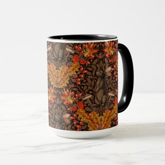 Herbstkaninchen auf braun tasse (VorderseiteRechts)