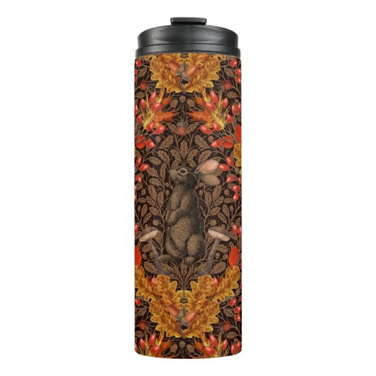 Herbstkaninchen auf braun thermosbecher (Vorderseite)