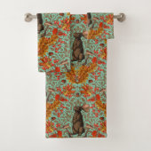 Herbstkaninchen auf hellgrün badhandtuch set (Insitu)